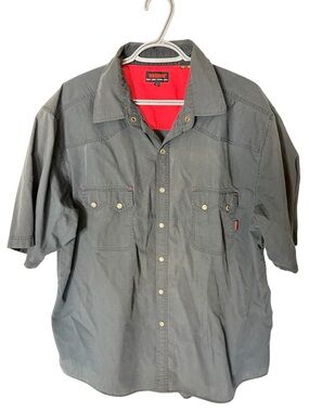 WOLVERINE Men’s Button Down Snap Rip Stop Shirt Mechanic Rockabilly Black Sz XL